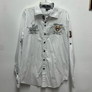 White Embroidered Men's Casual Shirt